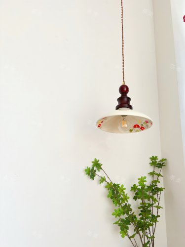 茶栗法式复古中古卧室飘窗餐厅胡桃木复古陶瓷美式阳台复古吊灯