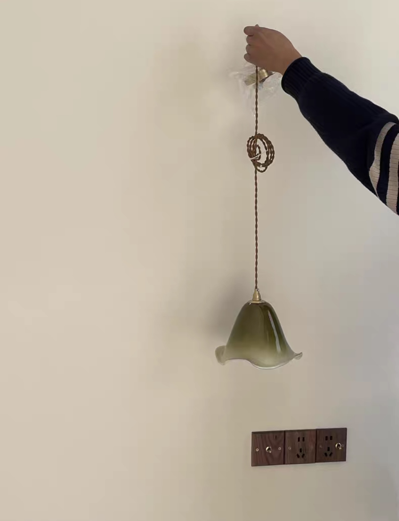 茶栗法式复古中古卧室床头吊灯餐厅吧台灯绿色房间实木侘寂风灯具