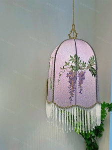 茶栗法式南洋中古美式氛围流苏布艺吊灯复古美式卧室书房民宿餐厅