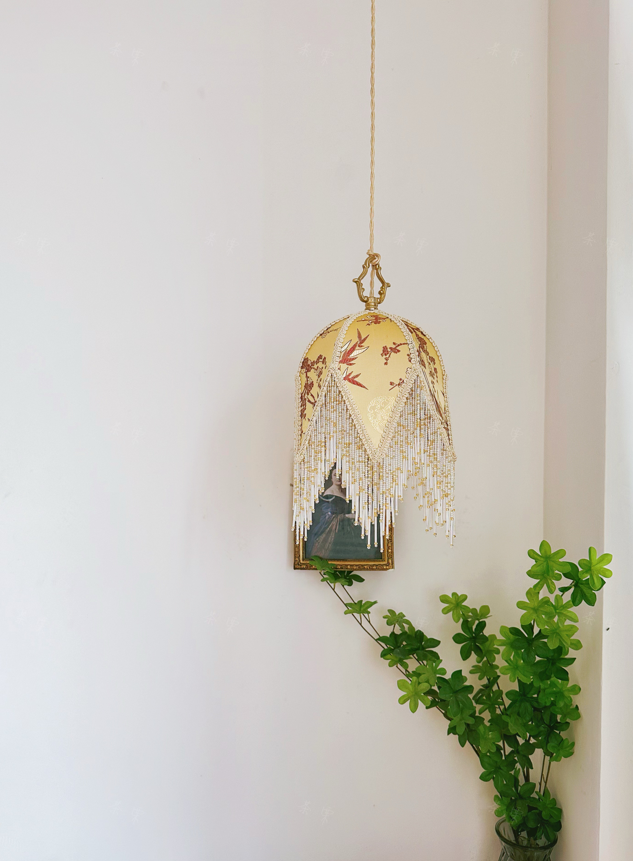 茶栗法式布艺中古风复古小吊灯床头轨道玄关装饰氛围美式民宿南洋