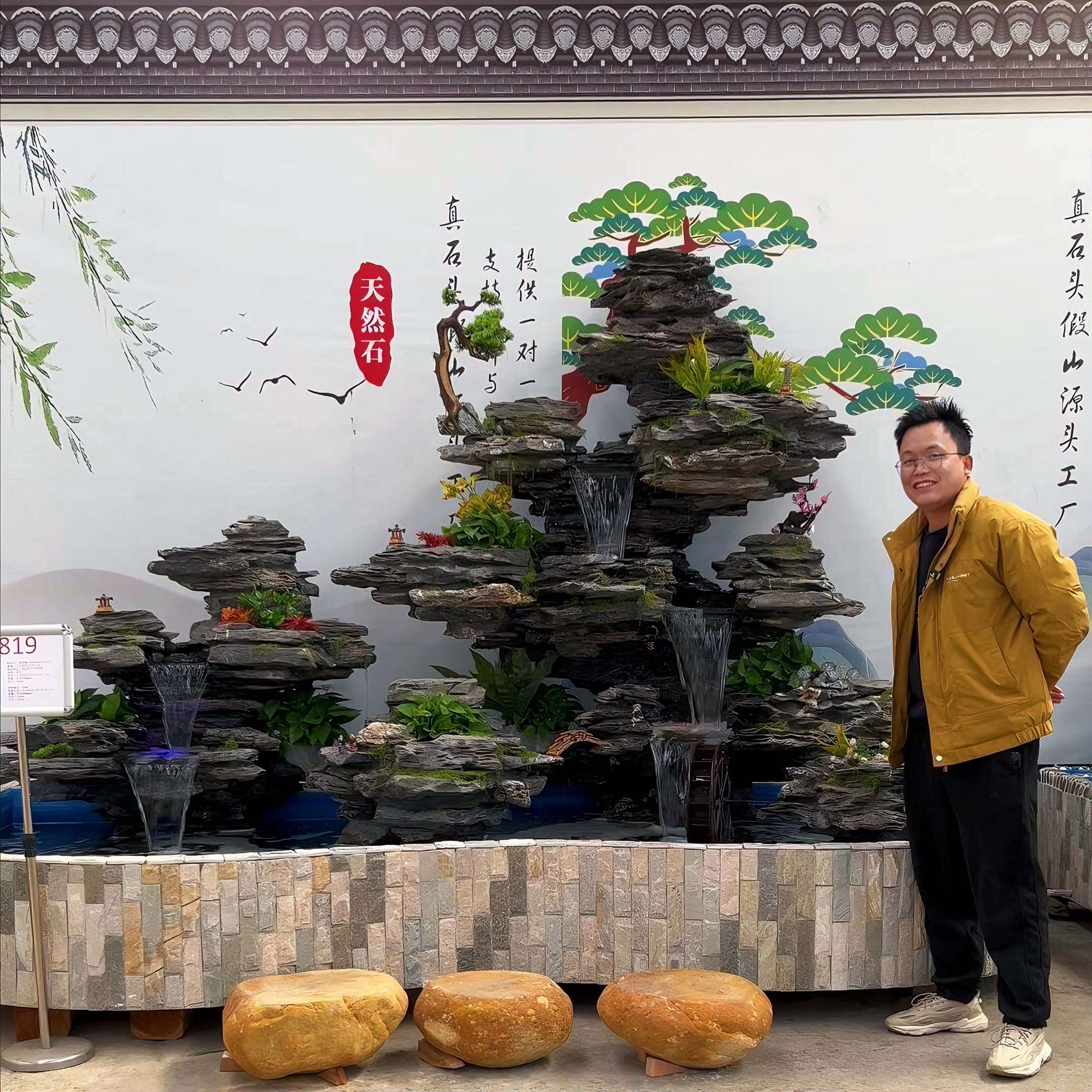 大型假山流水喷泉庭院花园真石头盆景阳台生态鱼池天然石装饰造景