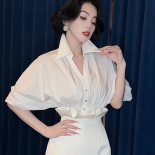 LYXJ【蒙特卡洛】2026夏季小众立体剪裁设计斗篷袖衬衫上衣13206