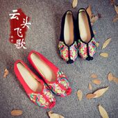 复古风牛筋底女鞋 绣花鞋 民族风老北京单鞋 汉服鞋 女2019新款 跳舞鞋