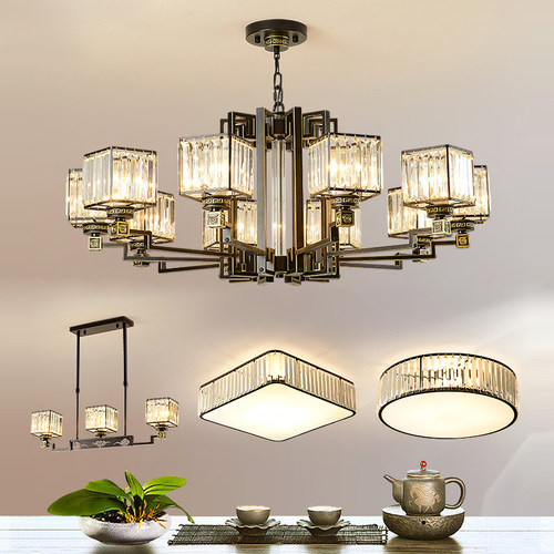 铁艺+玻璃新中式客厅卧室餐厅