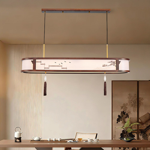 全铜新中式餐吊灯实木中国风