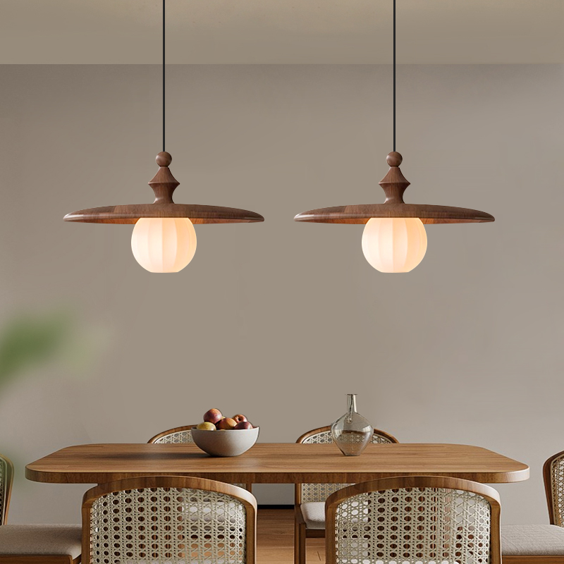 法式中古风实木餐厅吊灯宋代美学