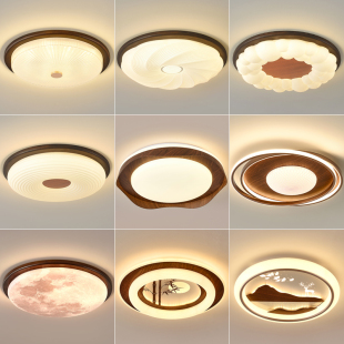 新中式 阳台楼梯过道中古风房间照明吸顶灯圆灯 卧室灯主卧2025新款