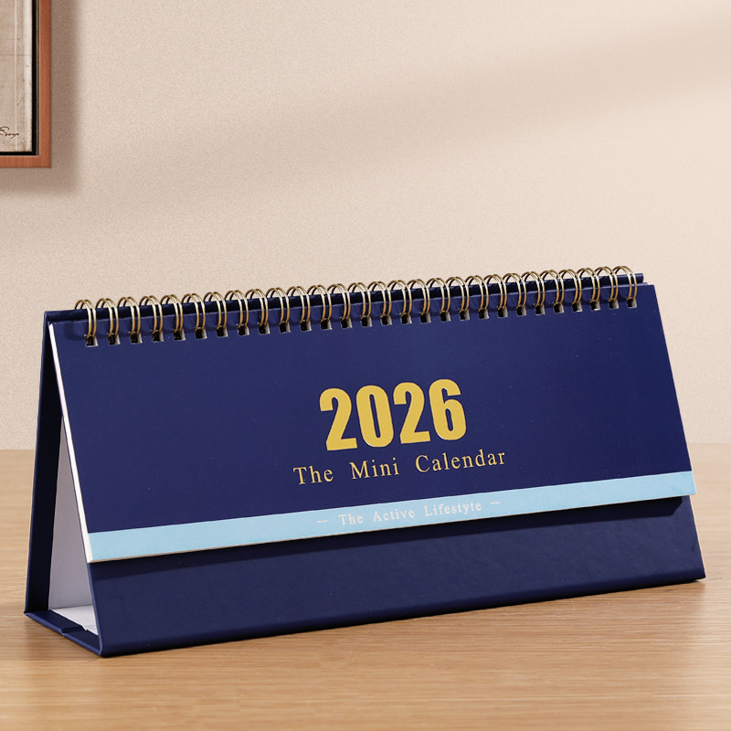 2026年新款创意横式台历商务办公桌面摆件学生简约自律打卡计划考研备忘录翻页公司广告定制可印logo马年日历