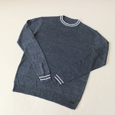 男款 外贸出口尾货休闲清新透气薄款圆领针织衫 藏青色 不扎