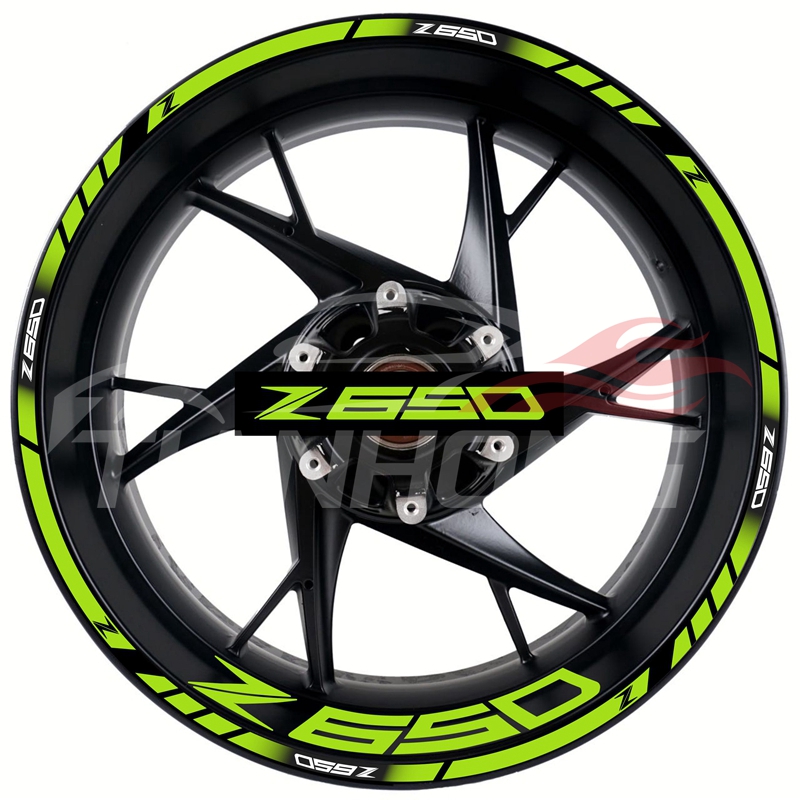 适用17寸托车川崎 Z650 轮毂个性改装车圈钢圈防水反光贴纸贴花