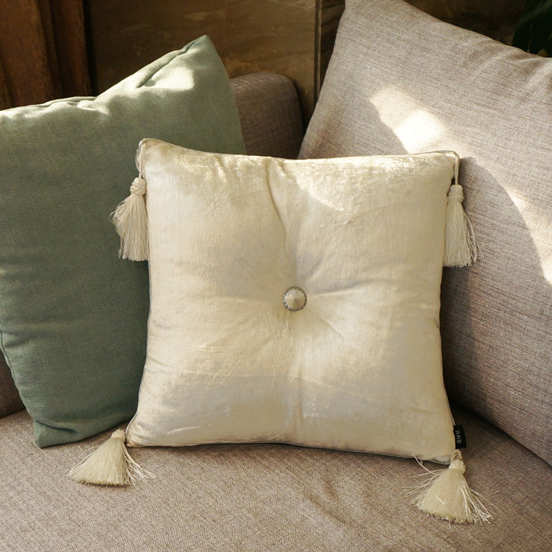 纯色天鹅绒布艺钻流苏 抱枕沙发靠垫奢华床头靠枕方垫包含芯