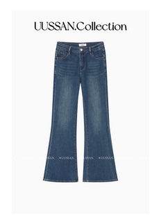 UUSSAN jbr*nd风腿精复古水洗微喇牛仔重要高弹女士喇叭美式