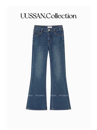 UUSSAN jbr*nd风腿精复古水洗微喇牛仔重要高弹女士喇叭美式
