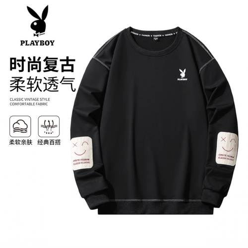 花花公色圆领宽松男卫衣