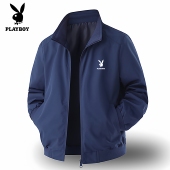 休闲夹克中年男装 时尚 上衣立领外套男 春秋季 花花公子风衣外套男士