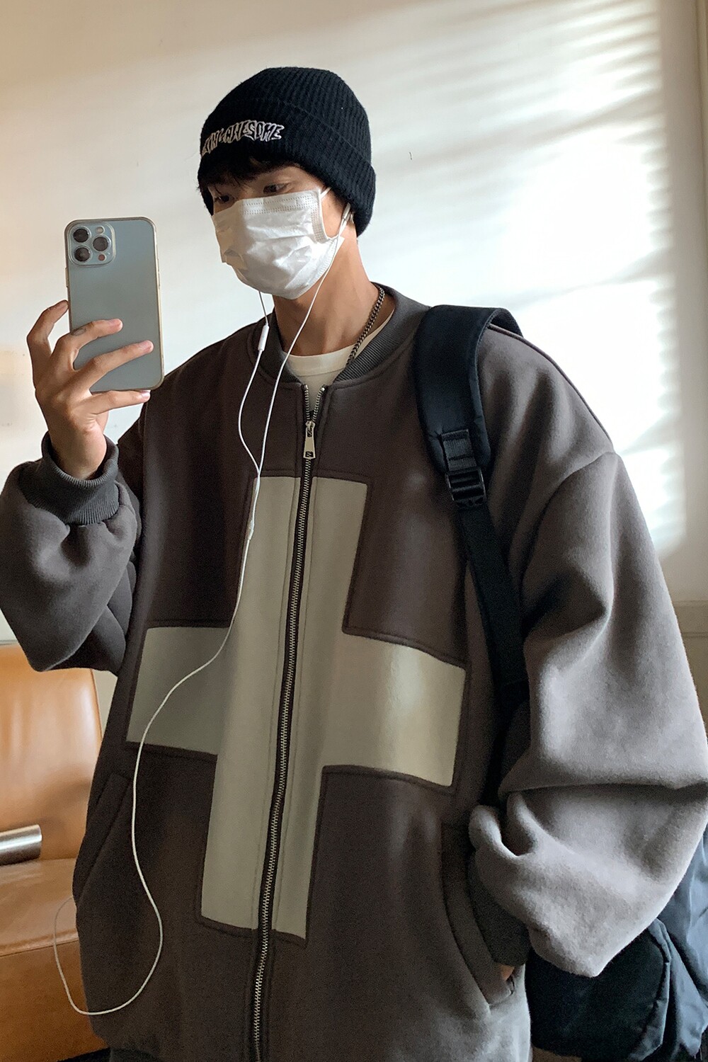 2022拼接撞色棒球服十字架元素开衫卫衣外套夹克潮D220P68男类,男装夹克,电商A335-1（原A458）