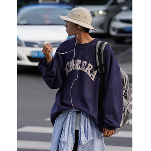 city boy街拍秋装情侣圆领宽松卫衣秋季字母发泡印花外套D217 P48图片