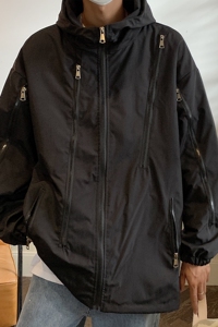 港风 秋冬装新款连帽加厚夹棉冲锋衣棉衣宽松外套潮D228 P118男类图片