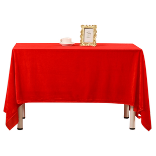 简约会议室桌布平铺台布红色办公桌绒布陈列展柜桌布加厚金丝绒
