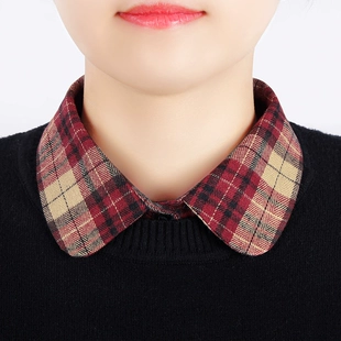 领口装 假领子女百搭假领冬季 格子衬衫 饰高端娃娃领搭配毛衣假衣领