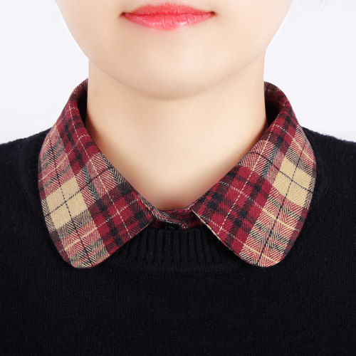 时尚百搭风格子领口装饰