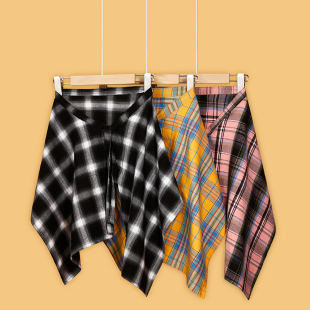 今年流行彩色格子屁帘女废土风一片式 遮臀屁股藏肉神器男下摆外搭