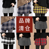 遮屁帘女下摆内搭叠穿鲨鱼裤 卫衣格子半身裙遮屁股神器打底裙春夏