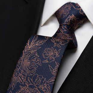 高档领带男士免打结2026正流行结婚新郎棕色花纹咖色正装衬衫商务