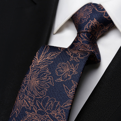 高档领带男士免打结棕色花纹