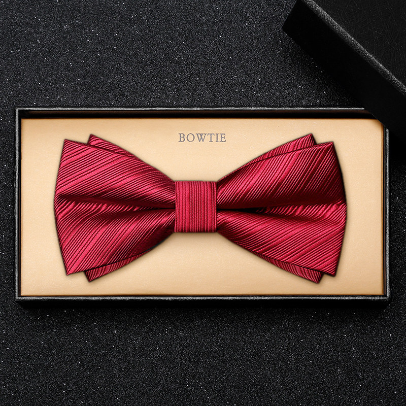 酒红新郎伴郎婚礼高端蝴蝶结领结