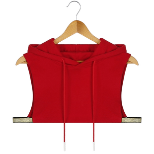 红色卫衣帽子单独连帽假领子女百搭假领高端配饰配毛衣打底假衣领