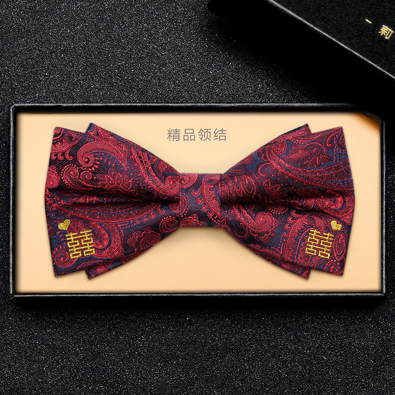 领结男婚礼红色结婚伴郎新郎衬衫男士高档西装配饰复古风蝴蝶结潮