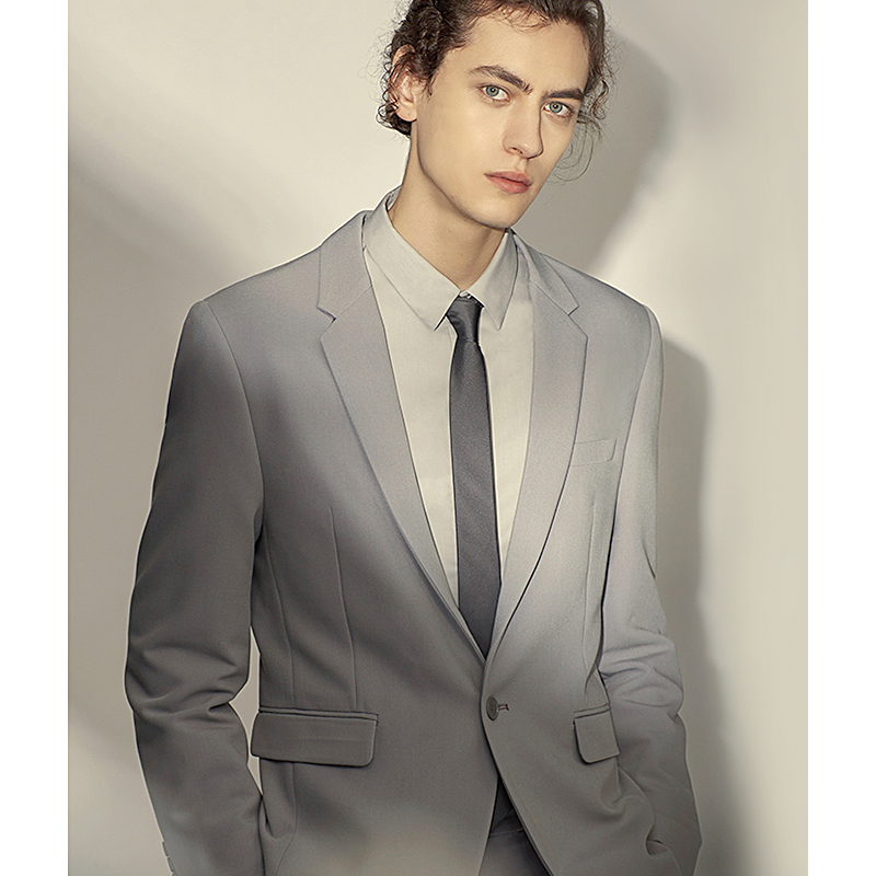 灰色领带男士韩版休闲窄拉链式免打结银色时尚正装商务西装衬衫潮
