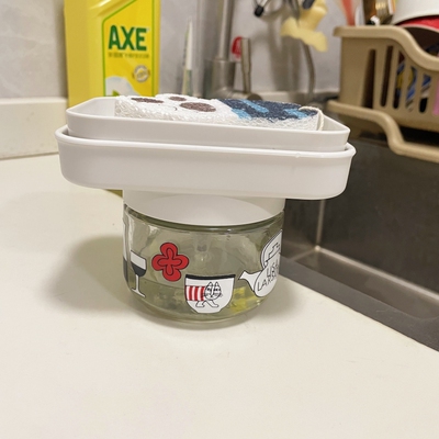 圻诺家日系Lisa Larson猫咪洗洁精按压瓶起泡盒厨房洗碗擦收纳盒