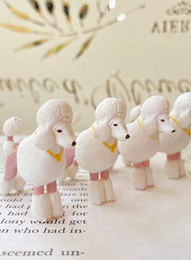 圻诺家 尾货微瑕疵 仿真动物贵宾犬迷你摆件宠物小狗手办模型