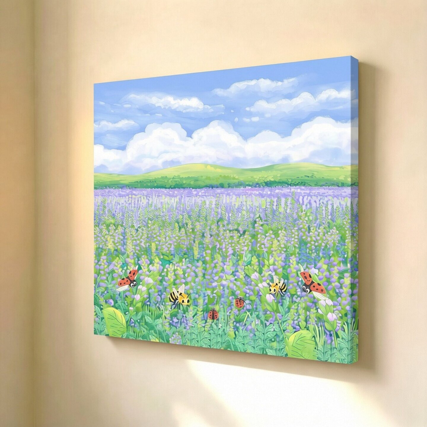 无框画fifteenfeb薰衣草花田蓝天白云清新治愈卧室客厅装饰画挂画