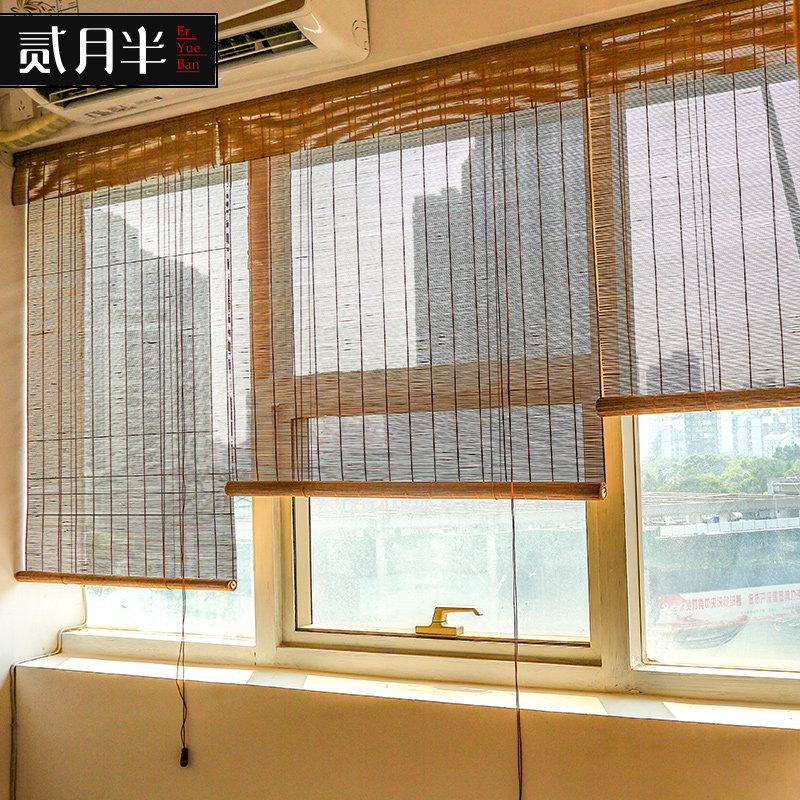 新中式竹帘窗帘日式茶室隔断卷帘客厅阳台遮阳遮光竹帘子门帘拉帘_虎窝淘
