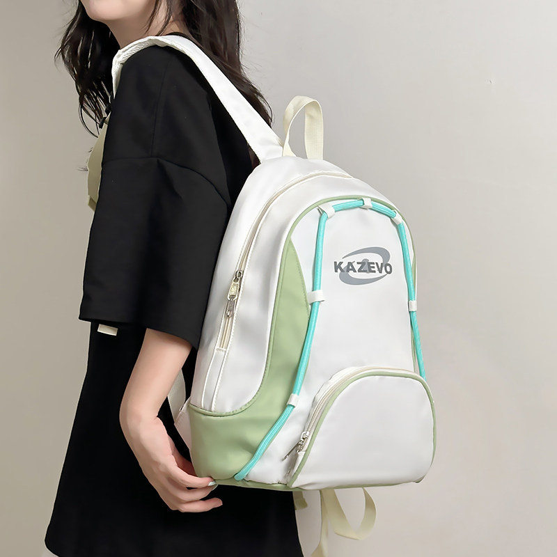 双肩包女大容量美式复古运动款高中书包初中生百搭大学生旅行背包