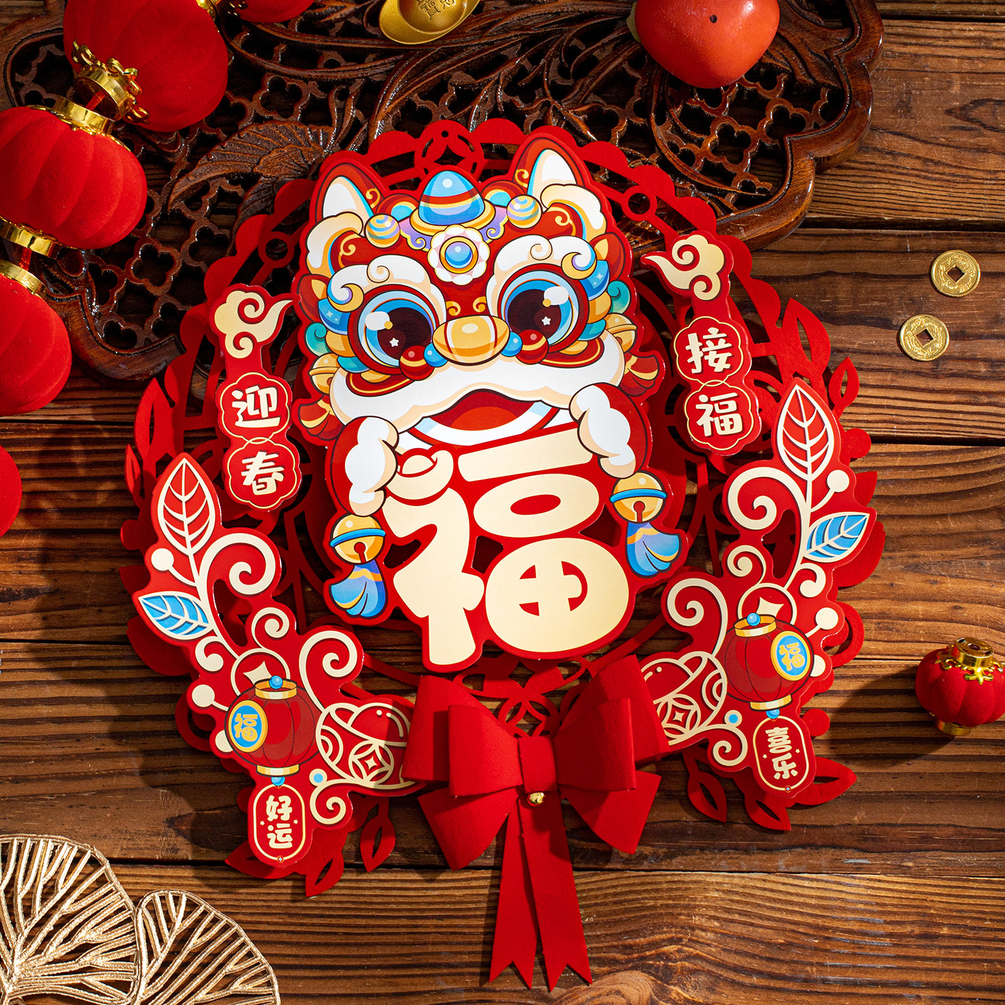 2026马年新款福字门贴过年立体毛毡福字入户大门福字贴纸年货装饰