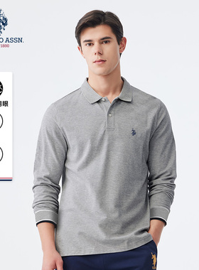 U.S. POLO ASSN.男士长袖POLO衫纯棉商务休闲翻领T恤男款宽松上衣
