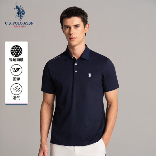 U.S. POLO ASSN.商务刺绣翻领polo衫男2026夏季短袖上衣薄款吸汗