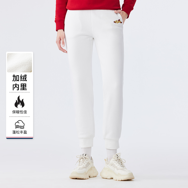 U.S. POLO ASSN.休闲裤女士长裤运动卫裤纯色束脚直筒潮流裤子女
