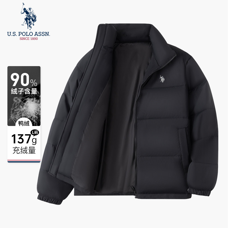 USPA男士羽绒服立领冬季防寒保暖鸭绒美式休闲保罗男装面包服外套