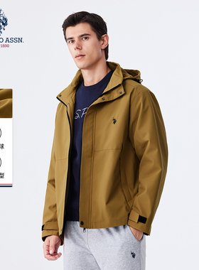 USPA官方连帽夹克外套男运动风衣秋季2024新款休闲薄款保罗上衣