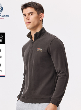 【重磅纯棉】USPA男士卫衣长袖立领磨毛套头外套百搭休闲男装上衣