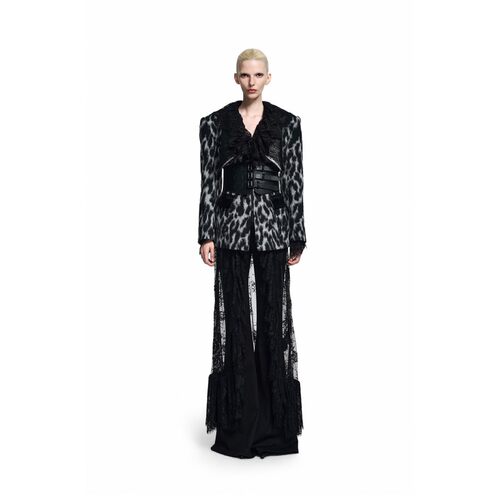KUNSWEAR/琨丝薇尔26FA 复古蕾丝喇叭袖长款罩衫连衣裙 846001030