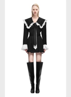 KUNSWEAR/琨丝薇尔25FA 女装上衣双排扣收腰娃娃领气质西装外套