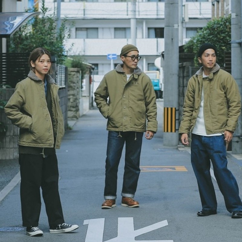 日本线复古阿美咔叽n1甲板服加厚夹克羊羔绒外套工装棉服男女