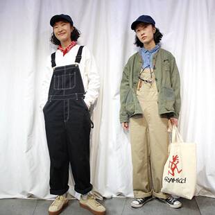 日系复古原宿风减龄百搭背带裤宽松休闲裤连体裤工装裤显瘦长裤女