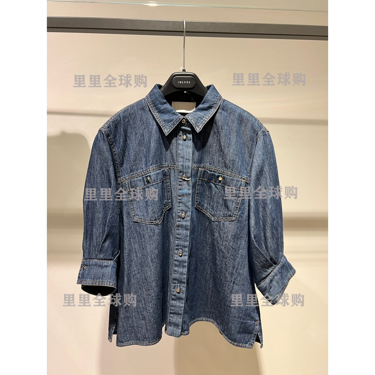 iBLUES意大利代购 2025春夏通勤百搭翻领牛仔衬衫FRANCIS